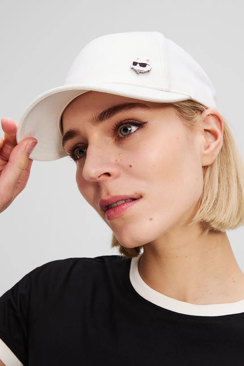 Хлопковая кепка Karl Lagerfeld цвет белый однотонная A3W33139