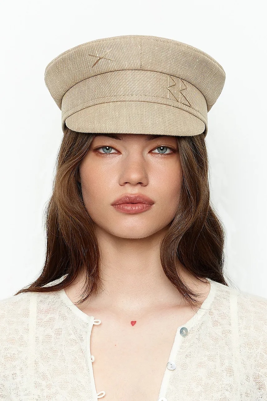 RUSLAN BAGINSKIY șapcă de femei din amestec de lână Logo-embroidered Baker Boy Cap