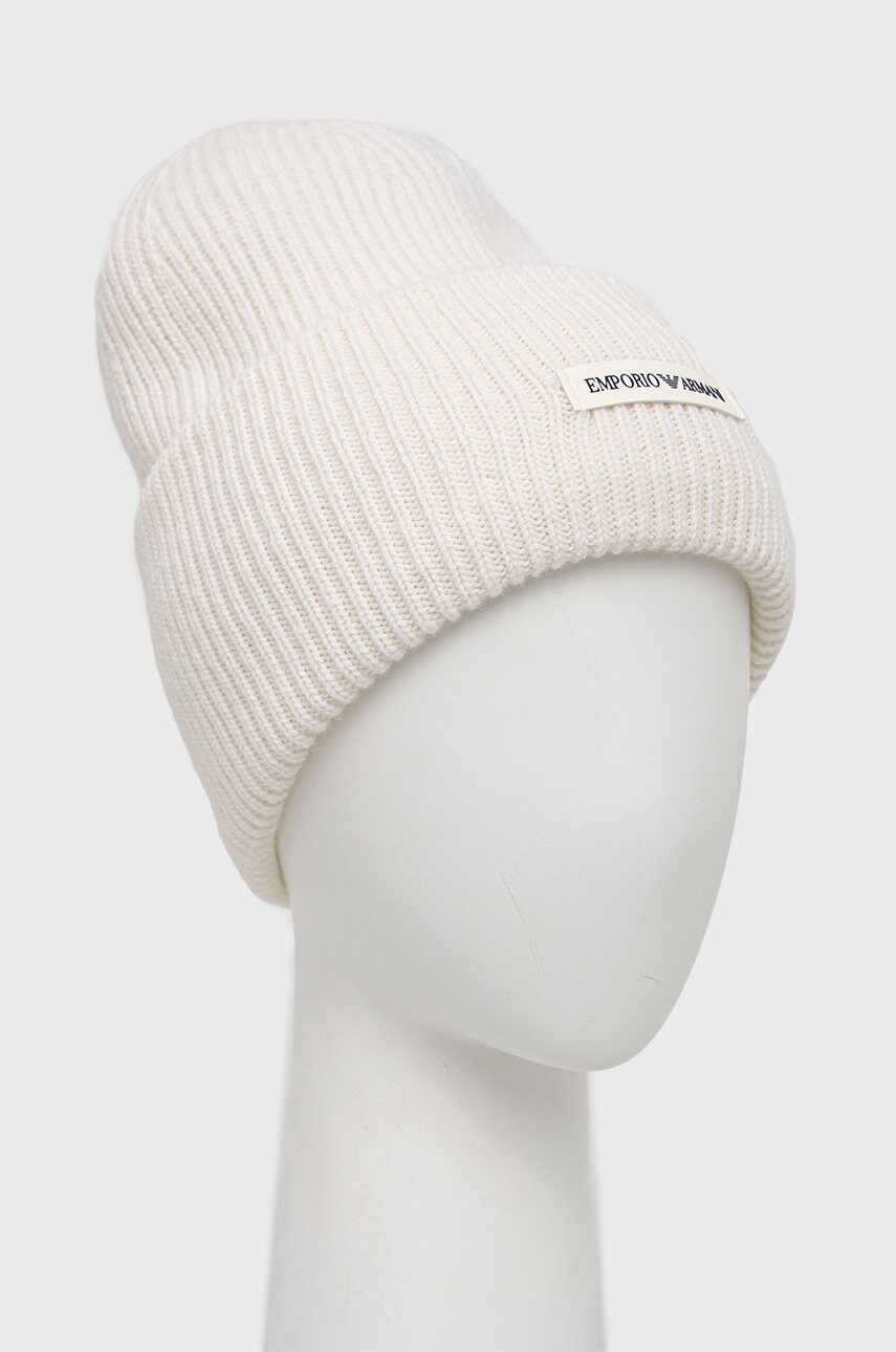 

Шапка Emporio Armani цвет белый шерсть