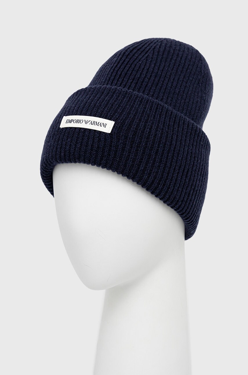 

Шапка Emporio Armani колір синій вовна