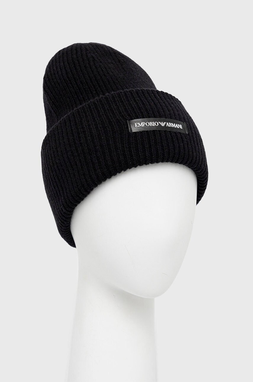 

Шапка Emporio Armani колір чорний вовна