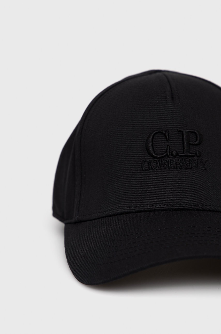 

Бавовняна кепка C.P. Company колір чорний гладка