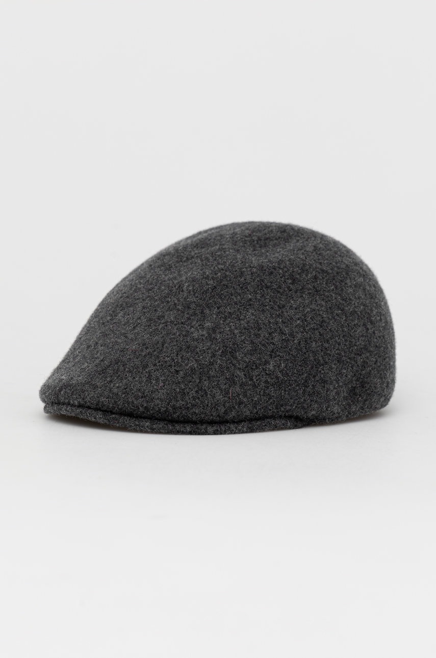 

Вълнен каскет Kangol в сиво от вълна, Сив