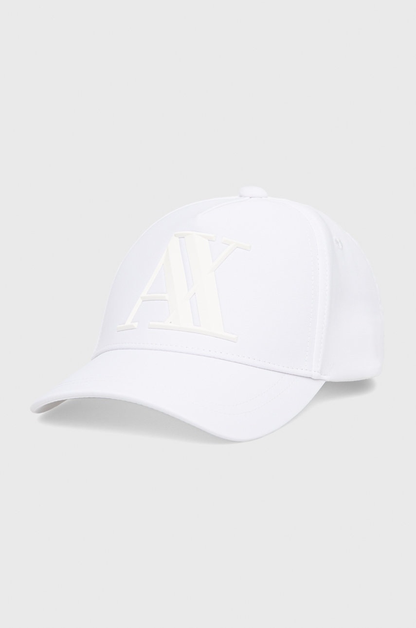 

Шапка Armani Exchange в бяло с апликация, Бял