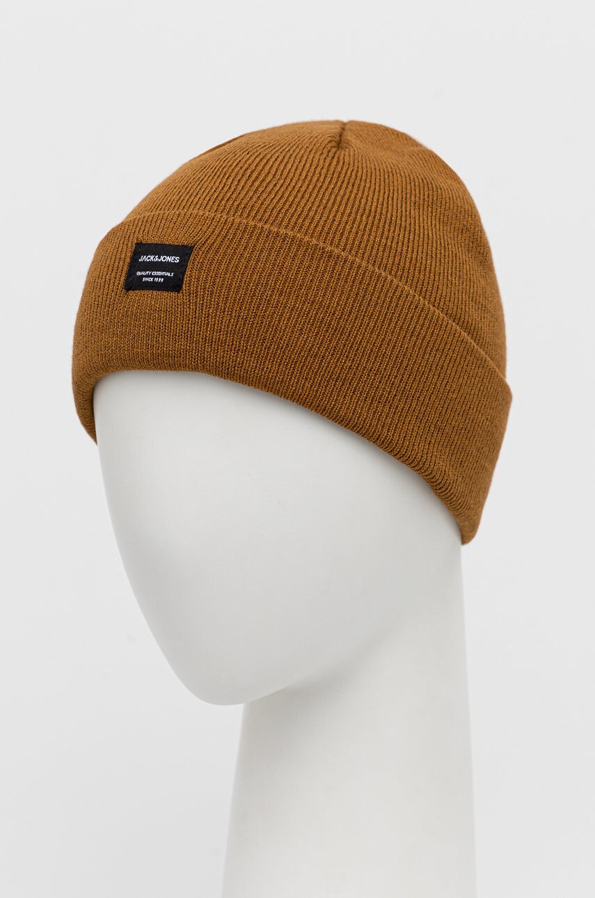 

Шапка Jack & Jones цвет коричневый из толстого трикотажа
