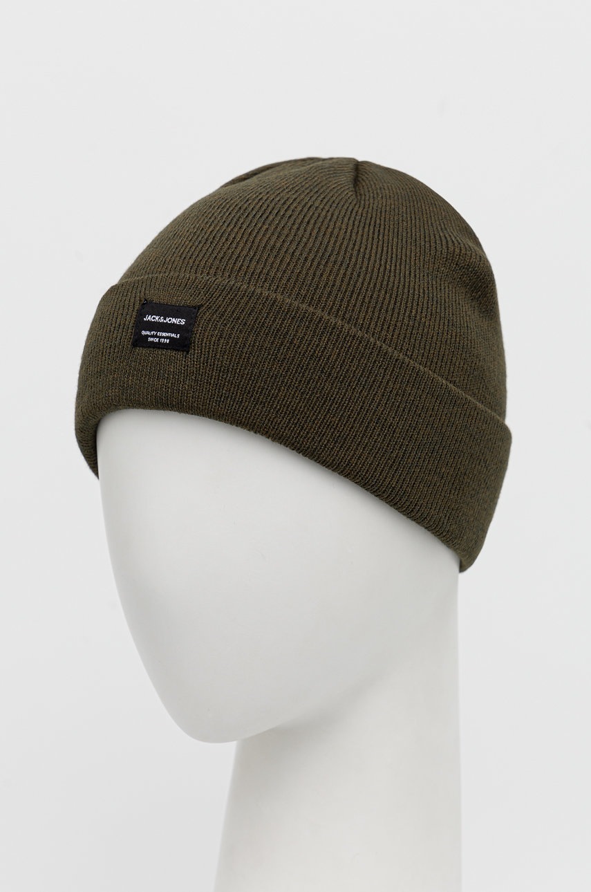 

Шапка Jack & Jones колір зелений з товстого трикотажу
