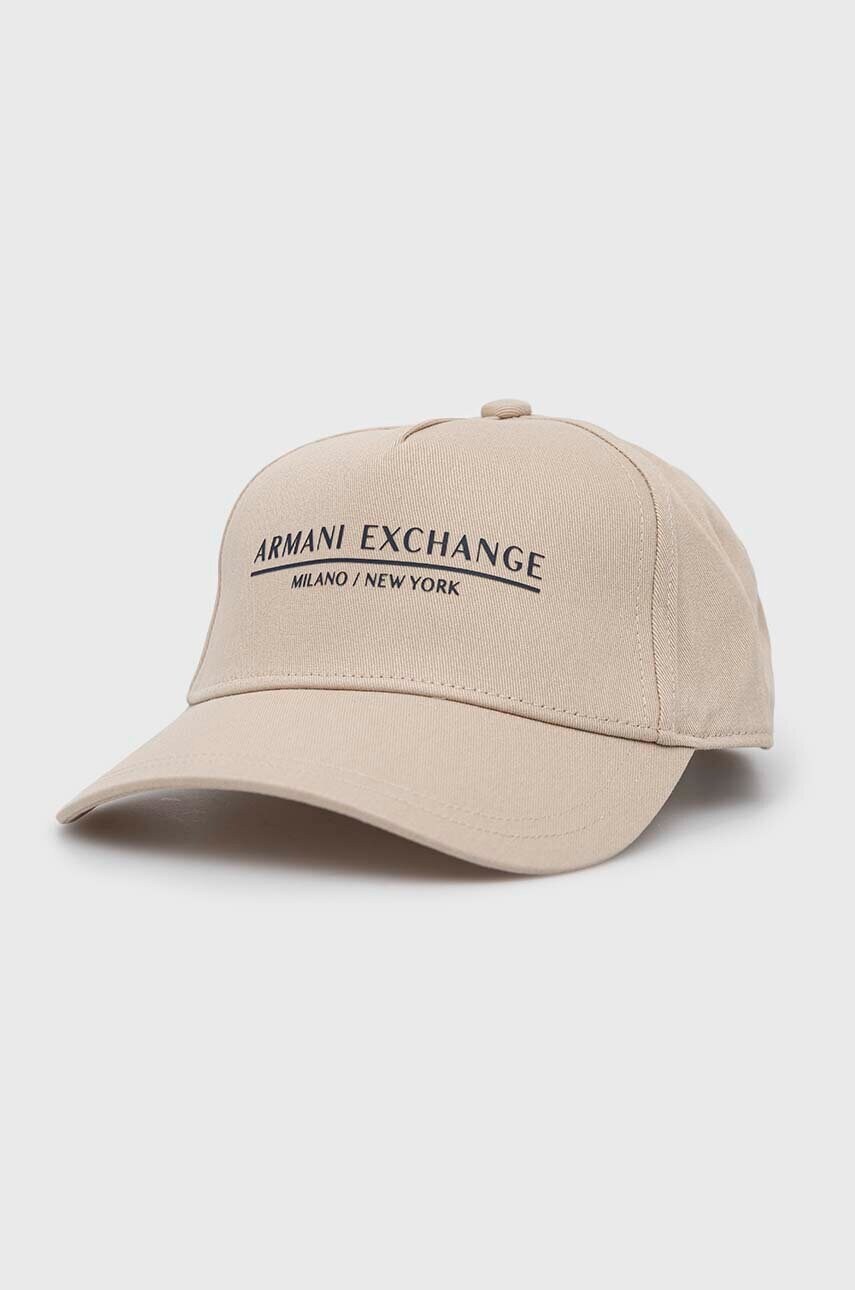 Armani Exchange sapca culoarea alb, cu imprimeu