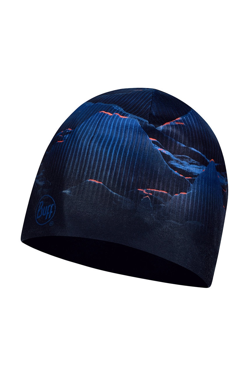 Buff beanie cu doua fete culoarea albastru marin, din tesatura neteda
