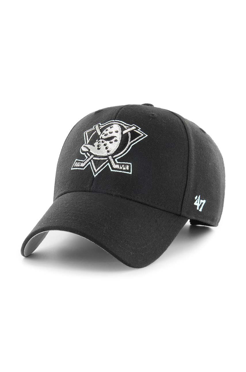 47brand șapcă Din Amestec De Lână NHL Anaheim Ducks Culoarea Negru, Cu Imprimeu