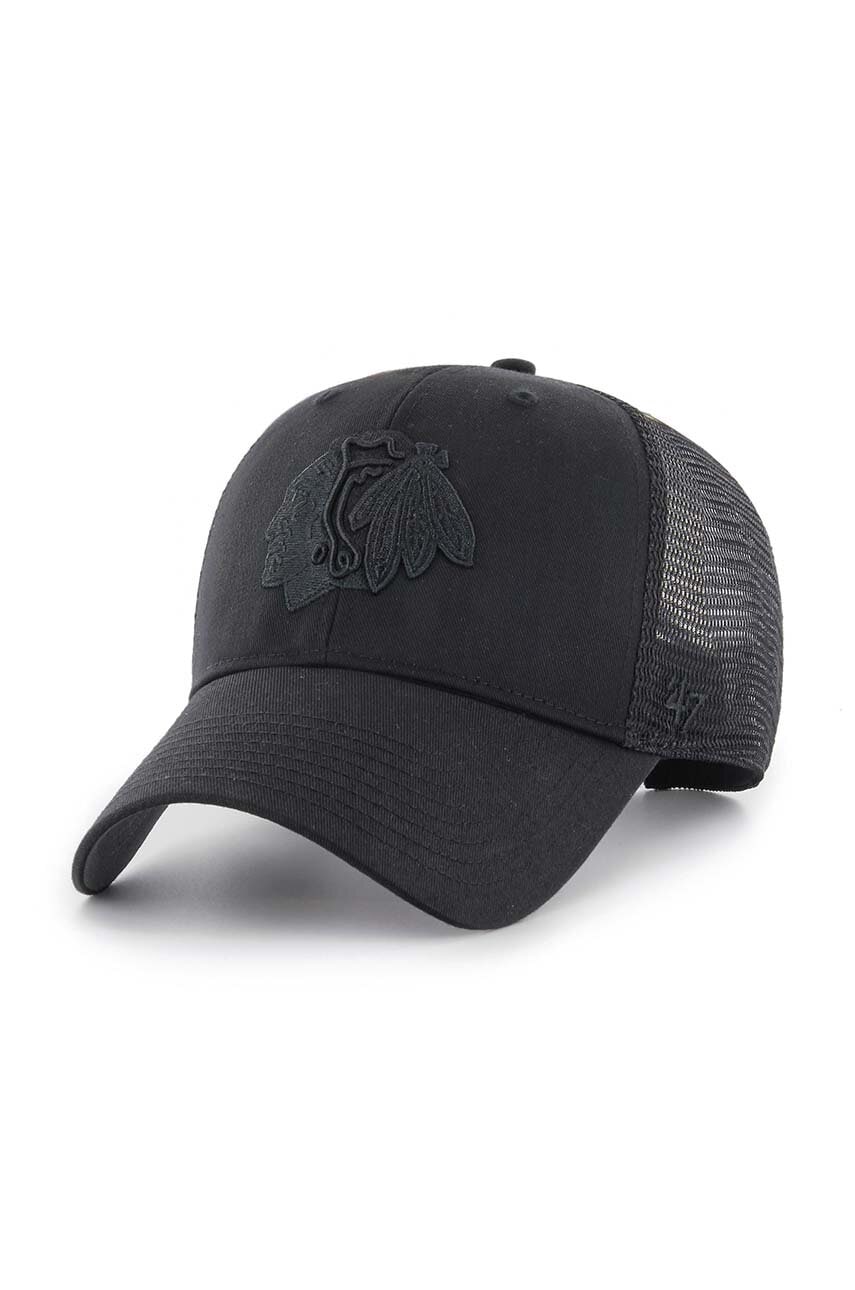 47brand șapcă NHL Chicago Blackhawks culoarea negru, cu imprimeu H-BRANS04CTP-BKC 47brand șapcă NHL Chicago Blackhawks culoarea negru, cu imprimeu H-BRANS04CTP-BKC