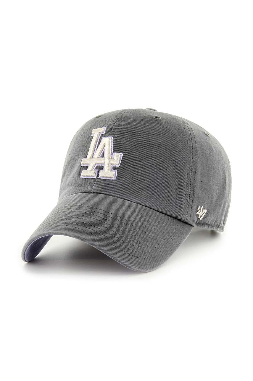47brand Sapca De Baseball Din Bumbac Mlb Los Angeles Dodgers Culoarea Gri, Cu Imprimeu