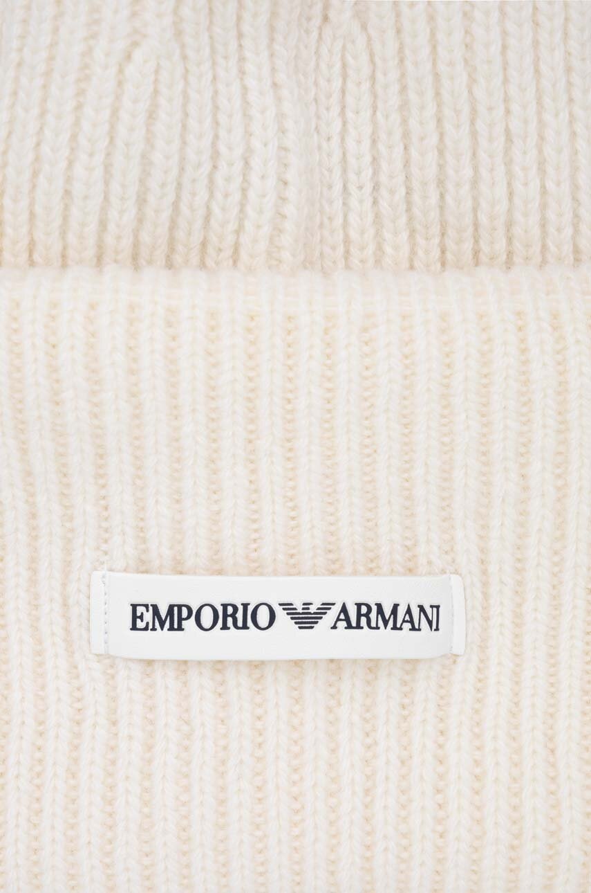 Emporio Armani gyapjú sapka vastag, bézs, gyapjú termék 2. képe