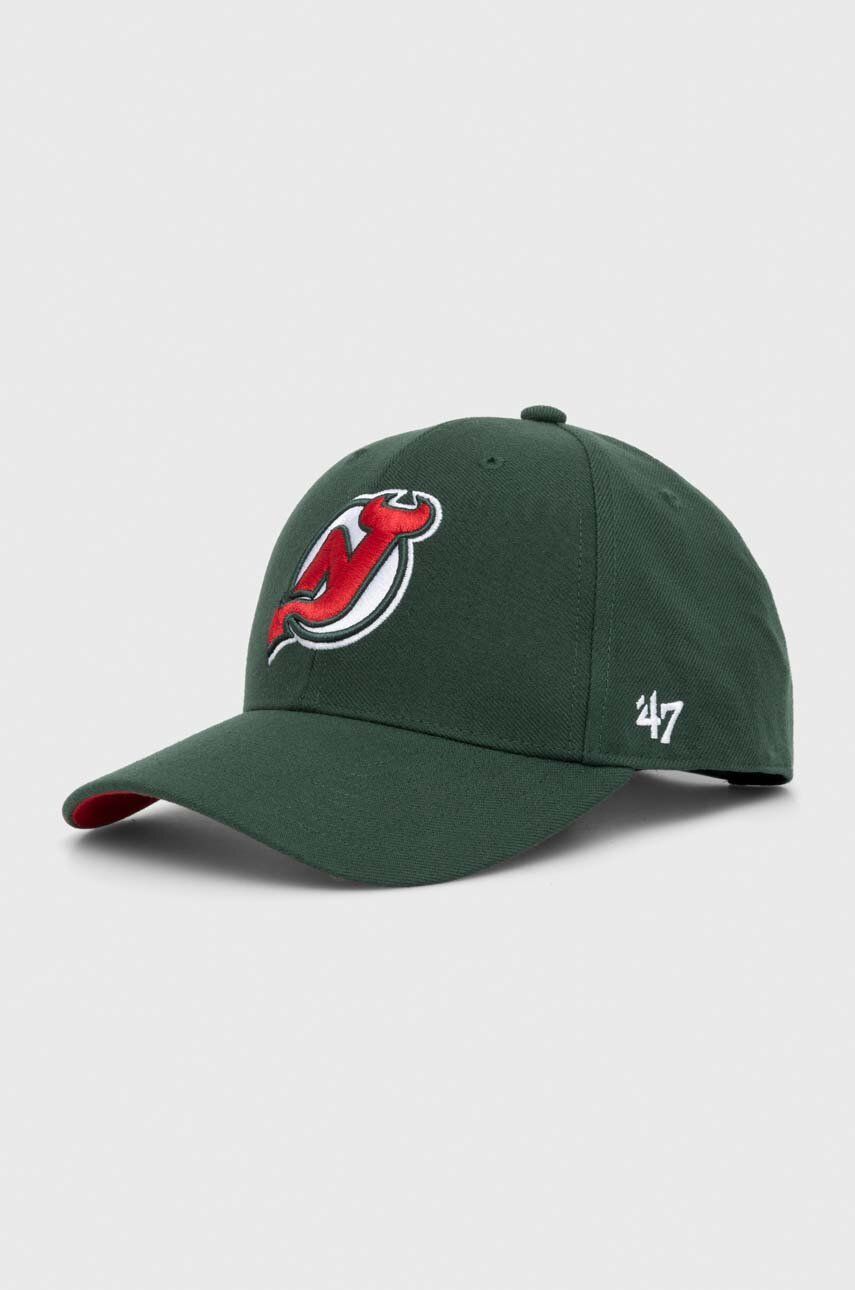 47 brand șapcă din amestec de lână NHL New Jersey Devils culoarea verde, cu imprimeu, H-BLPMS11WBP-DG