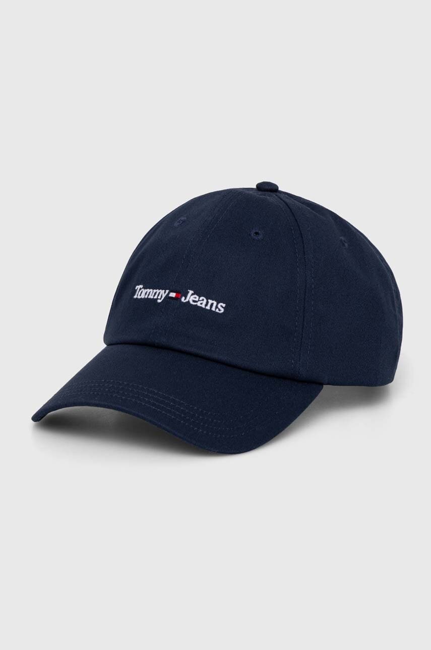 Tommy Jeans șapcă de baseball din bumbac culoarea albastru marin, cu imprimeu, AM0AM11341 Tommy Jeans șapcă de baseball din bumbac culoarea albastru marin, cu imprimeu, AM0AM11341