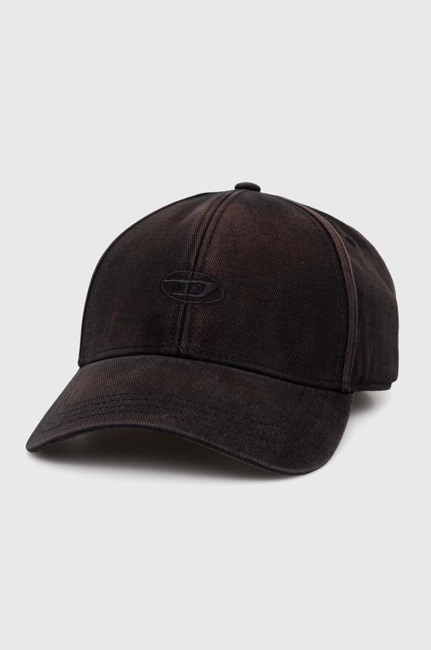 Diesel sapca de baseball din bumbac C-RUN-WASH culoarea negru, cu imprimeu, A11361.0BLAA