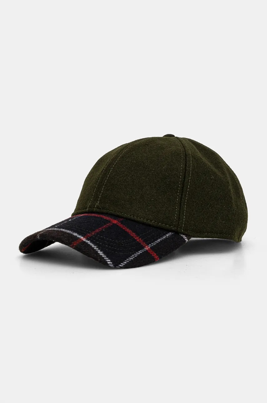 Barbour șapcă de lana culoarea verde, neted, MHA0815