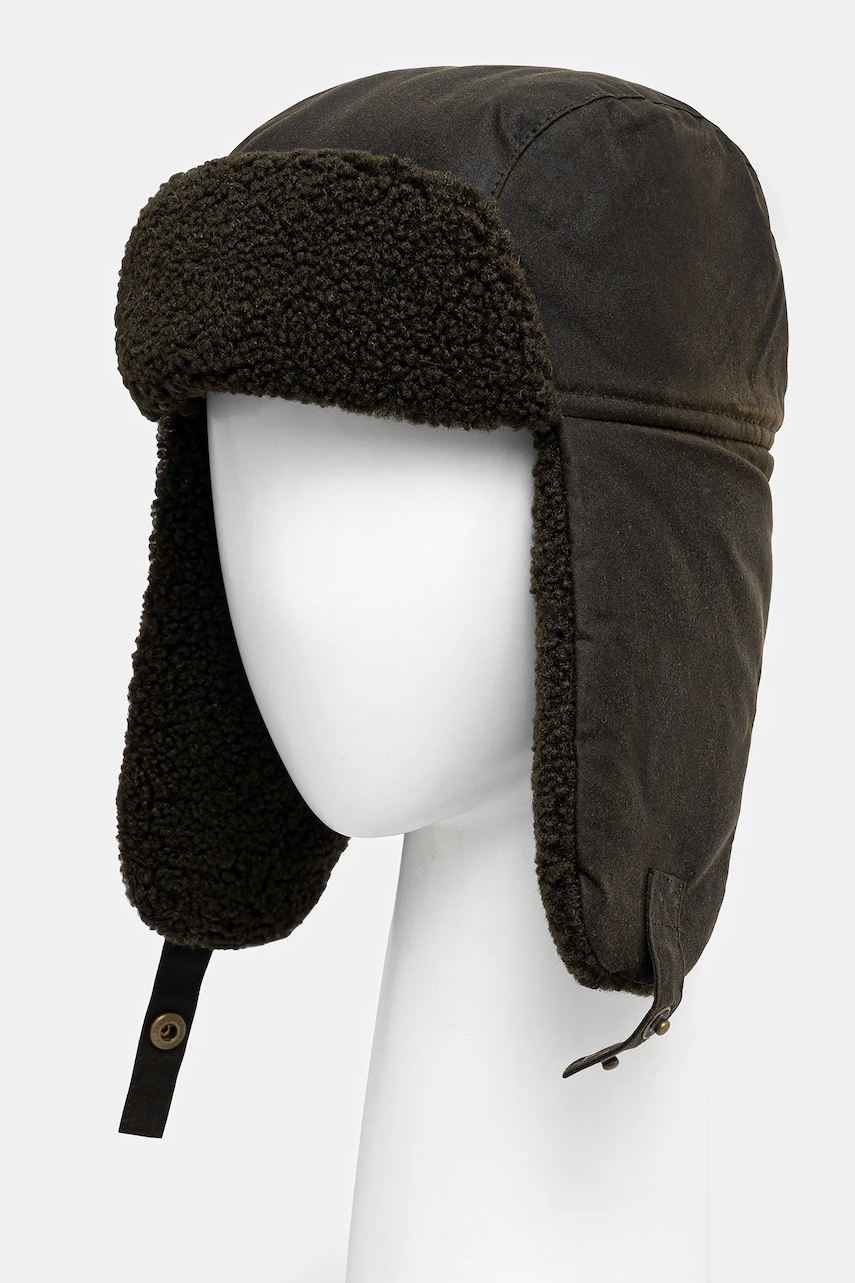 Levně Bavlněná čepice Barbour Morar Wax hnědá barva, z tenké pleteniny, MHA0710
