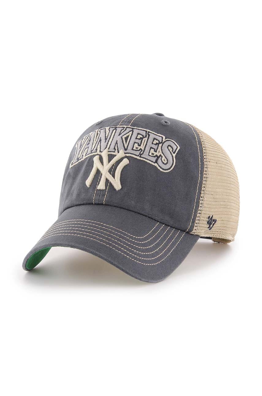 47 brand sapca MLB New York Yankees culoarea albastru marin, cu imprimeu, B-TSCLA17LAP-VN 47 brand sapca MLB New York Yankees culoarea albastru marin, cu imprimeu, B-TSCLA17LAP-VN