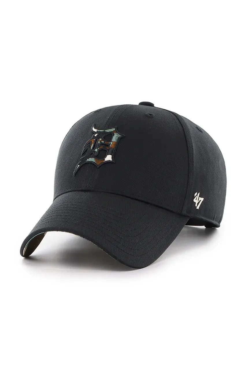 Levně Bavlněná baseballová čepice 47 brand MLB Detroit Tigers černá barva, s aplikací, B-DGTSM09CTP-BK