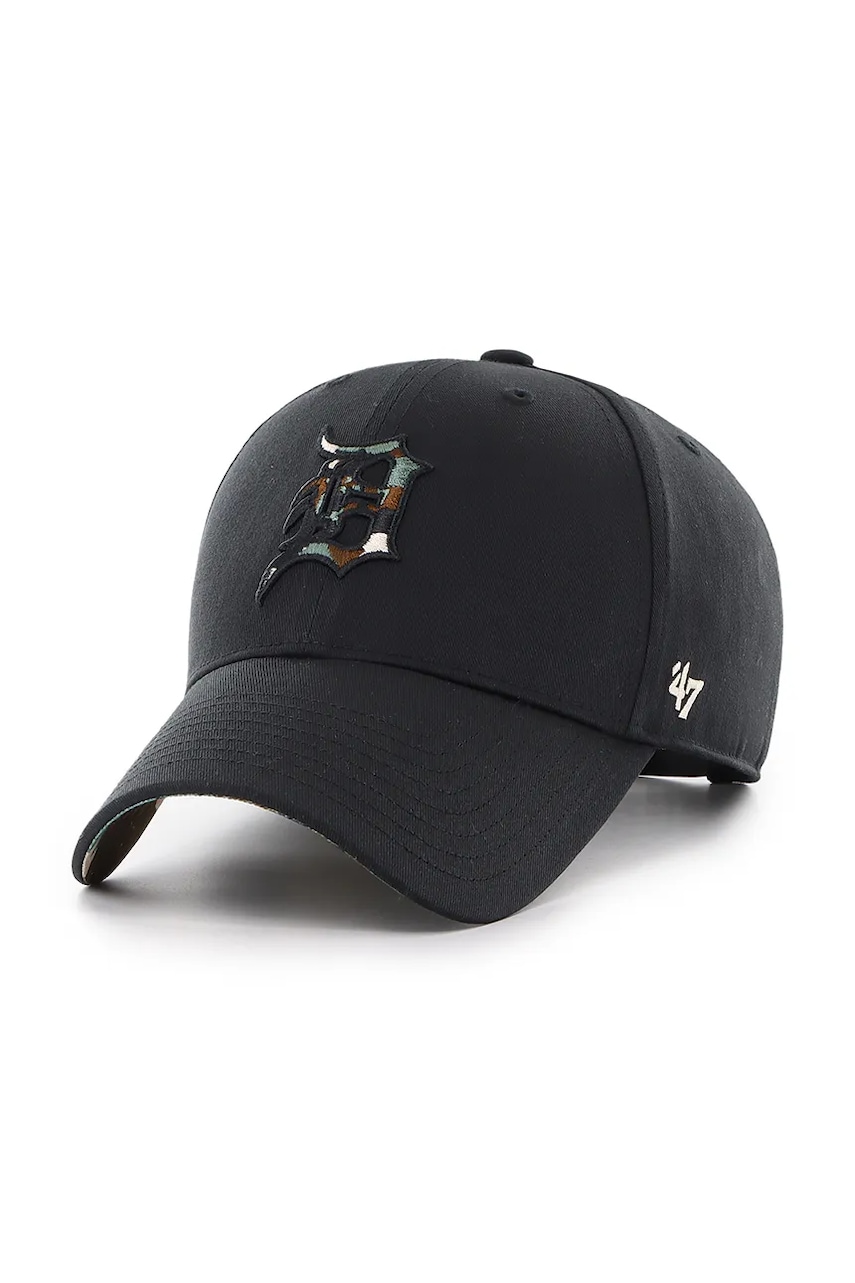47 brand șapcă de baseball din bumbac MLB Detroit Tigers culoarea negru, cu imprimeu, B-DGTSM09CTP-BK
