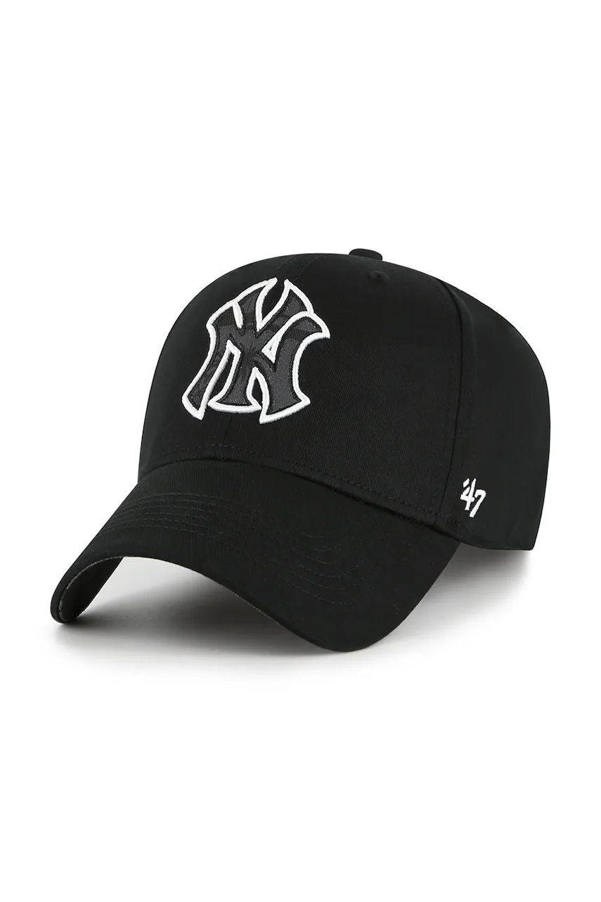 47 brand șapcă de baseball din bumbac MLB New York Yankees culoarea negru, cu imprimeu, B-FIJMP17CTP-BK