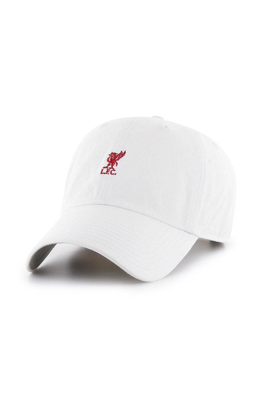 47brand șapcă EPL Liverpool culoarea alb, cu imprimeu