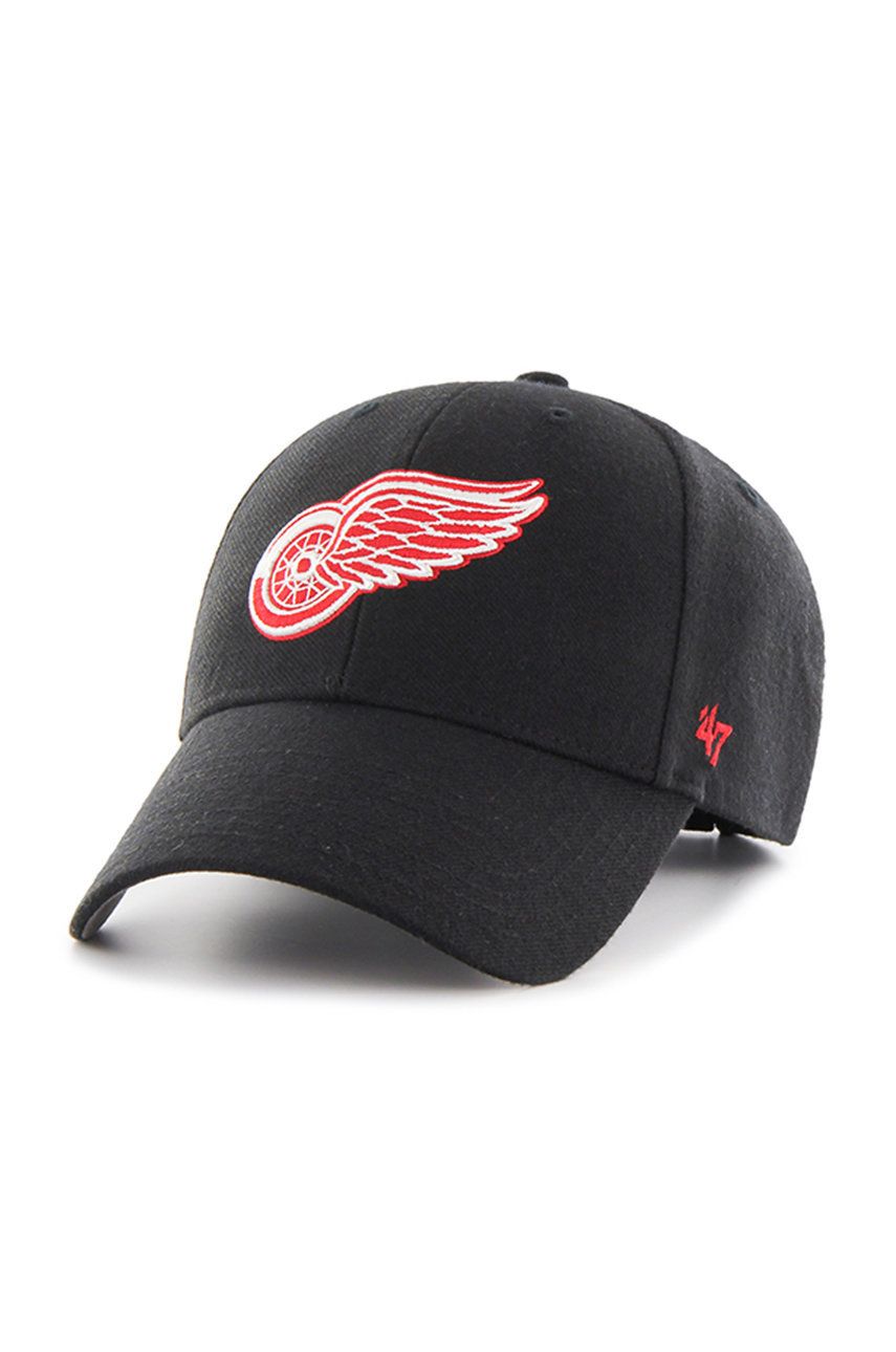 Čepice 47brand NHL Detroit Red Wings černá barva, s aplikací - černá -  85% Akryl