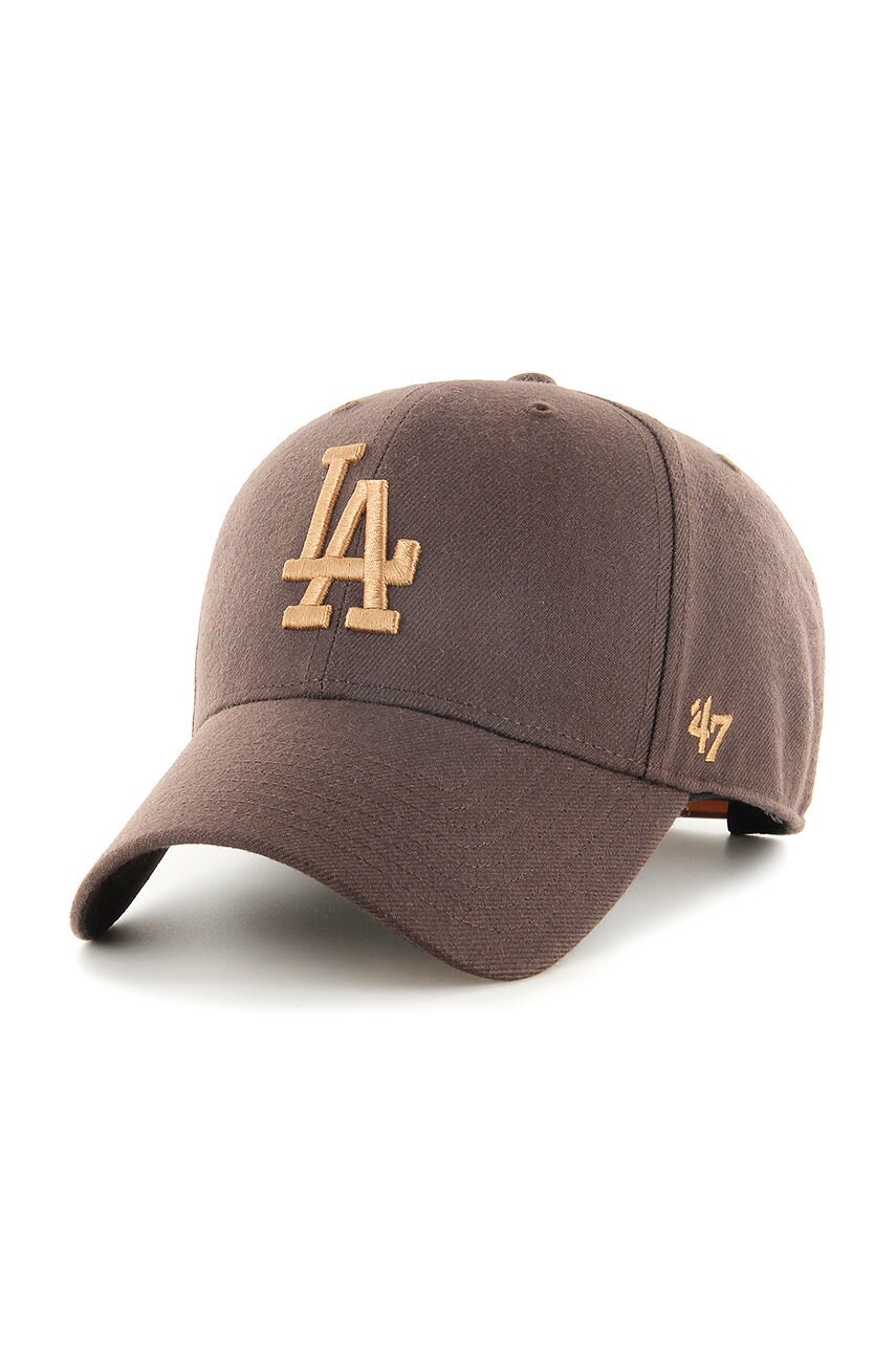 47brand sapca Los Angeles Dodgers culoarea maro, cu imprimeu