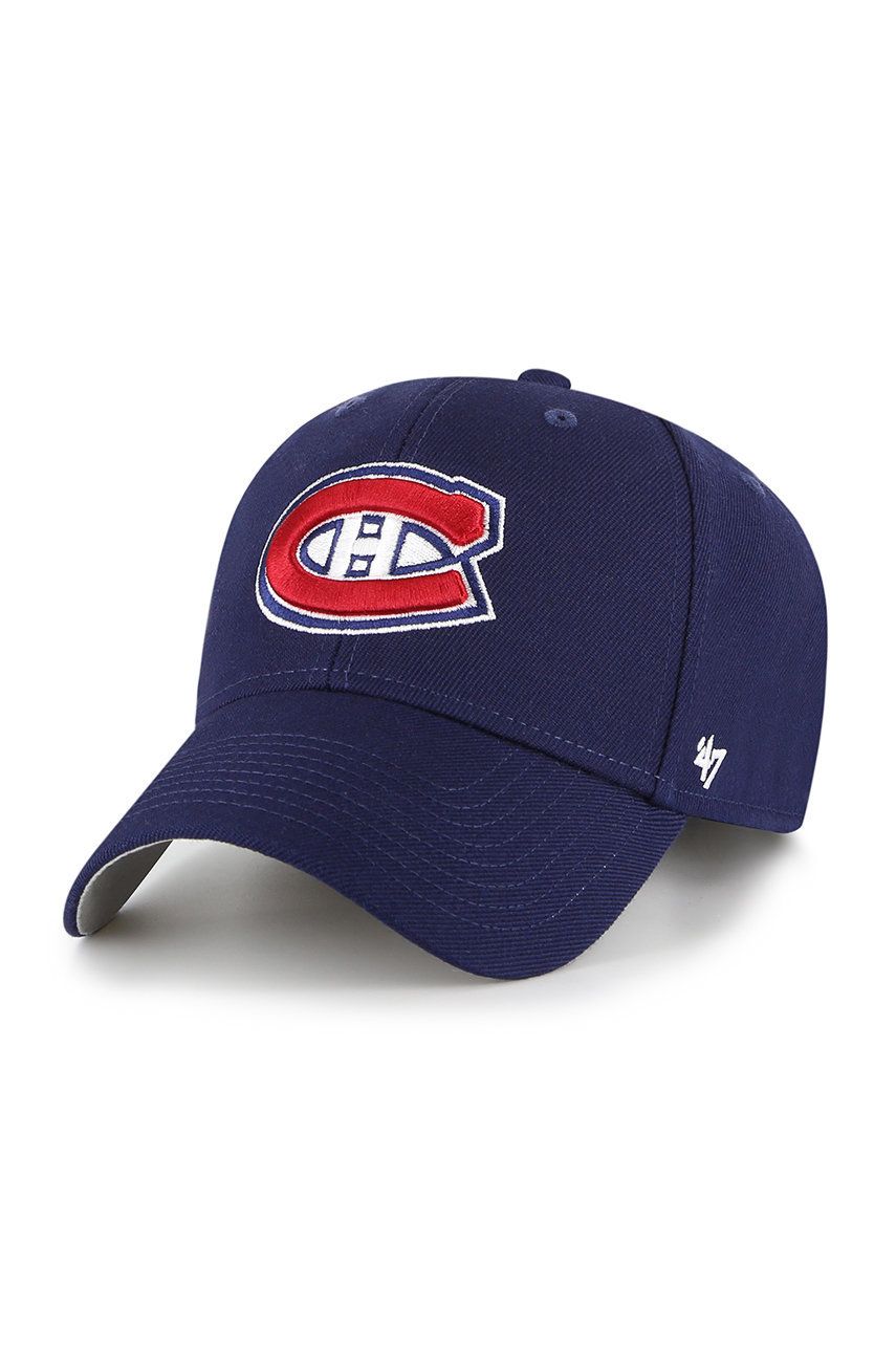 Čepice 47brand Montreal Canadiens šedá barva, s aplikací - námořnická modř -  85% Akryl