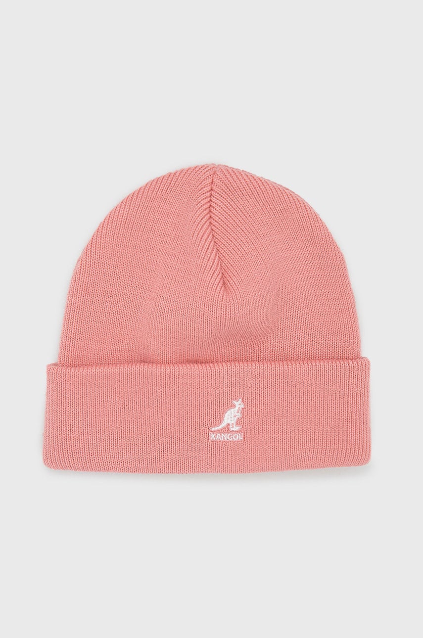 Kangol caciula culoarea roz, din tricot gros