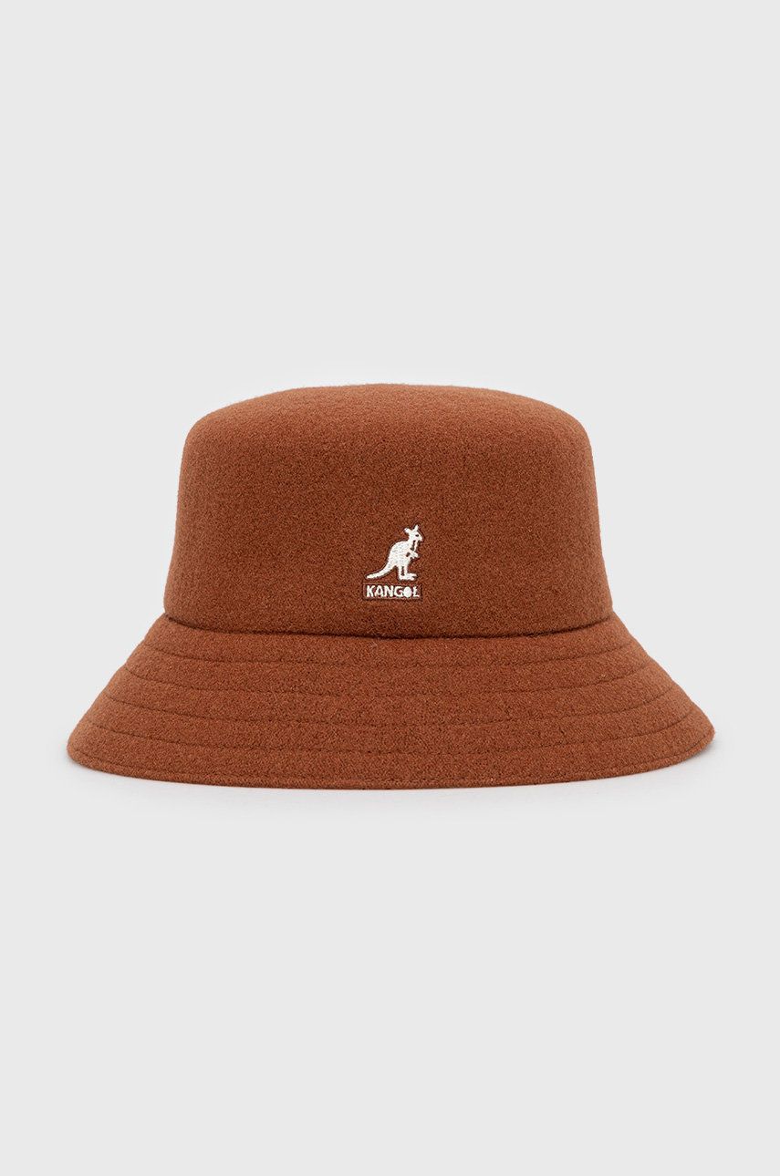 Vlněný klobouk Kangol hnědá barva, vlněný - hnědá -  70% Vlna