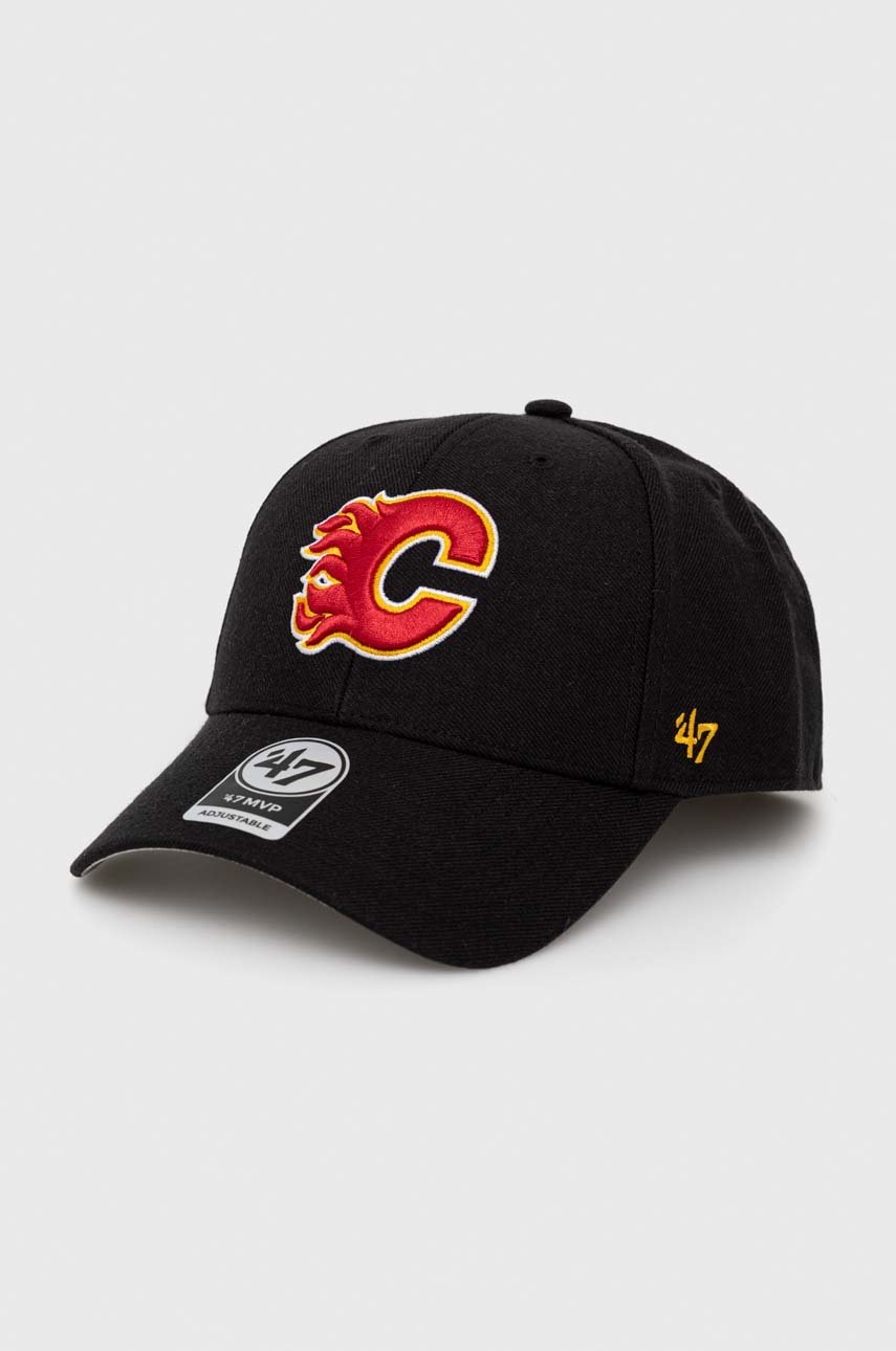 47brand șapcă NHL Calgary Flames culoarea negru, cu imprimeu