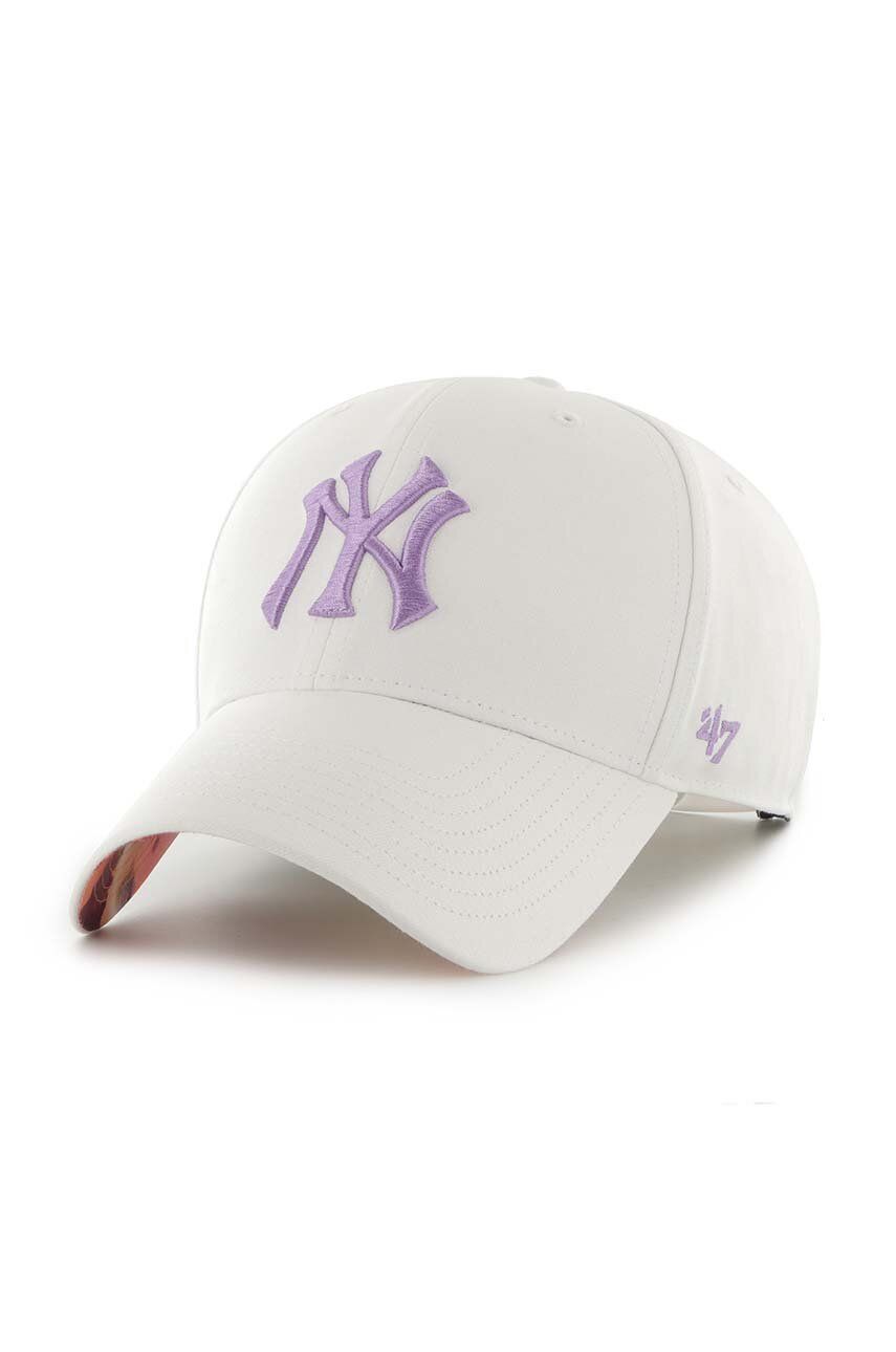 Čepice s vlněnou směsí 47brand MLB New York Yankees bílá barva, s aplikací - bílá -  85 % Akryl