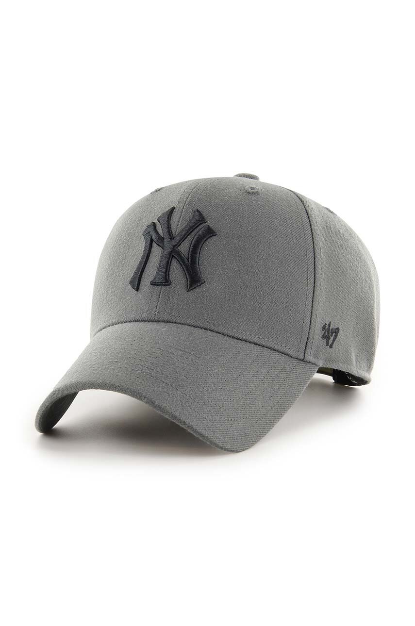 

Кепка з домішкою вовни 47brand MLB New York Yankees колір сірий з аплікацією