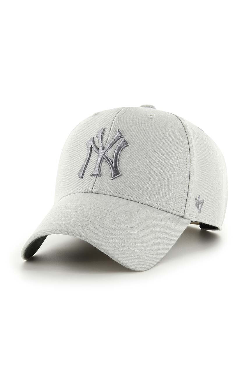 47brand șapcă din amestec de lână MLB New York Yankees culoarea gri, cu imprimeu
