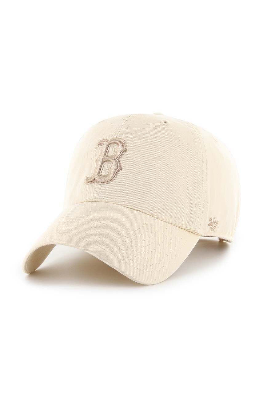 47brand șapcă de baseball din bumbac MLB Boston Red Sox culoarea bej, cu imprimeu B-NLRGW02GWS-NTA