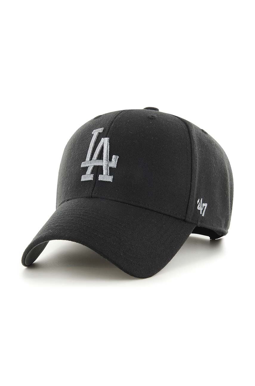 47brand șapcă De Baseball Din Bumbac MLB Los Angeles Dodgers Culoarea Negru, Cu Imprimeu