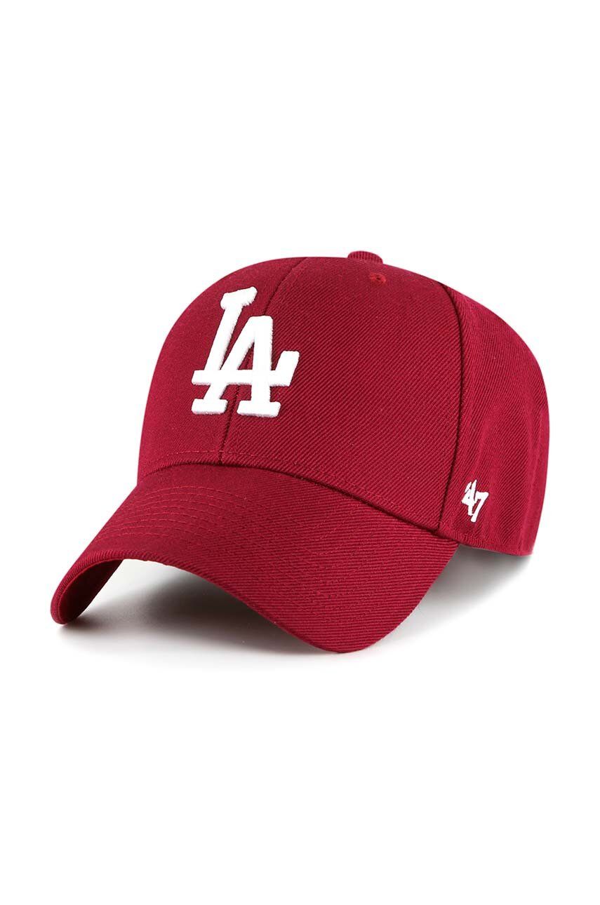47brand Sapca Din Amestec De Lana Mlb Los Angeles Dodgers Culoarea Rosu, Cu Imprimeu