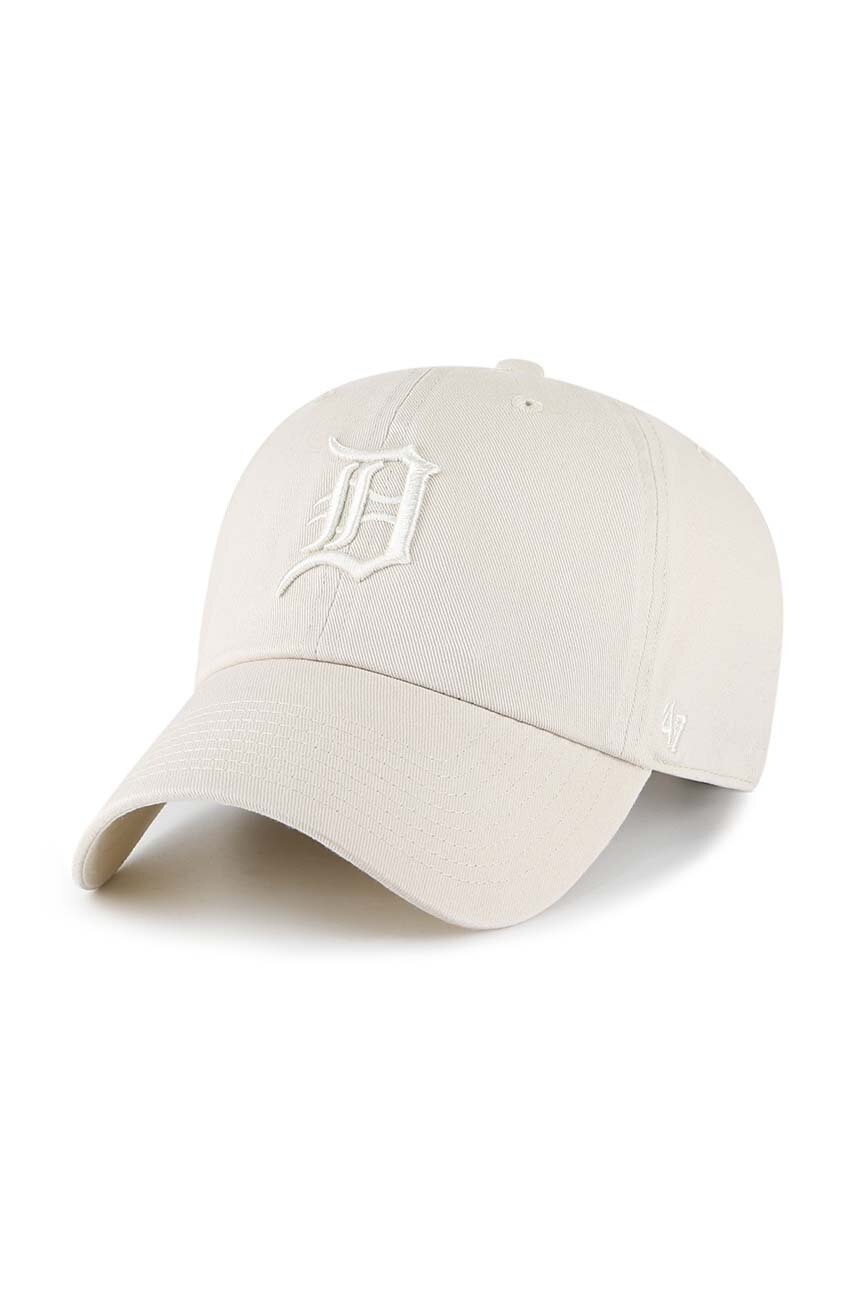 

Бавовняна бейсболка 47brand MLB Detroit Tigers колір бежевий з аплікацією