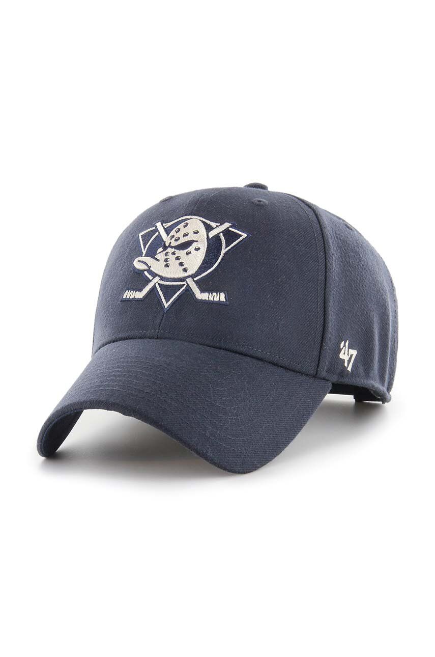 47brand șapcă din amestec de lână NHL Anaheim Ducks culoarea albastru marin, cu imprimeu