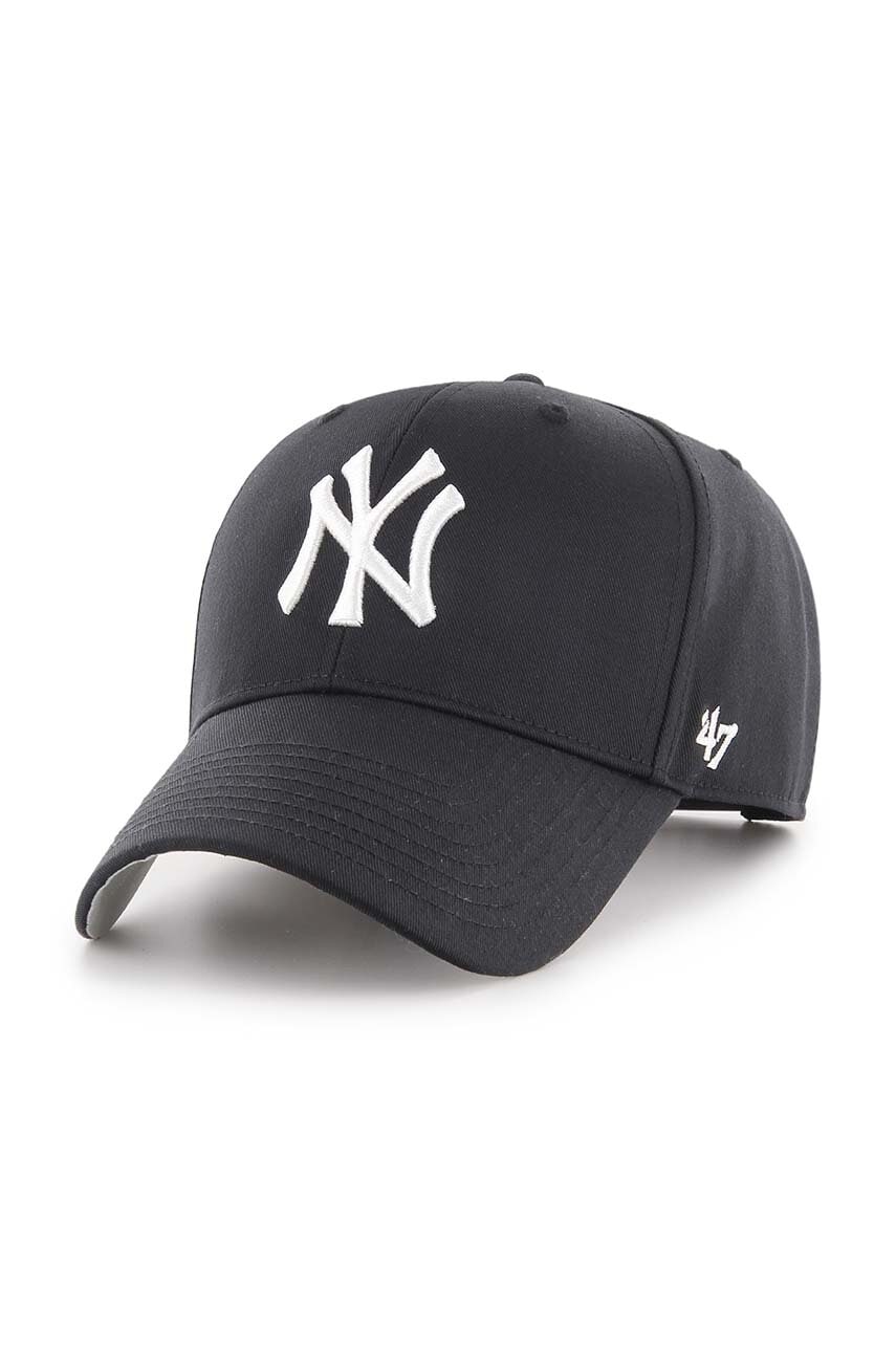 47brand șapcă din amestec de lână MLB New York Yankees culoarea negru, cu imprimeu 47brand șapcă din amestec de lână MLB New York Yankees culoarea negru, cu imprimeu