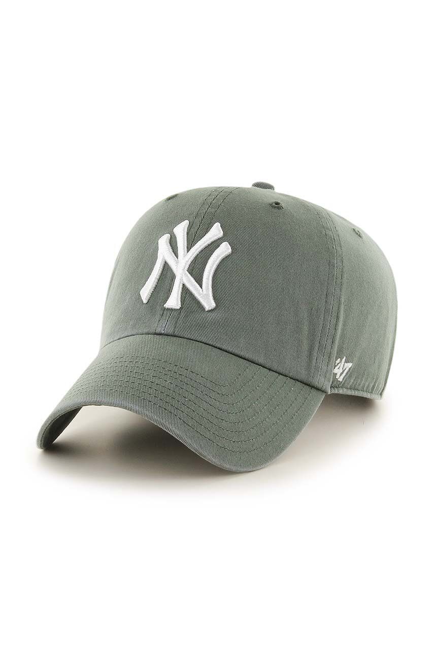47brand șapcă de baseball din bumbac MLB New York Yankees culoarea verde, cu imprimeu B-RGW17GWS-MSA
