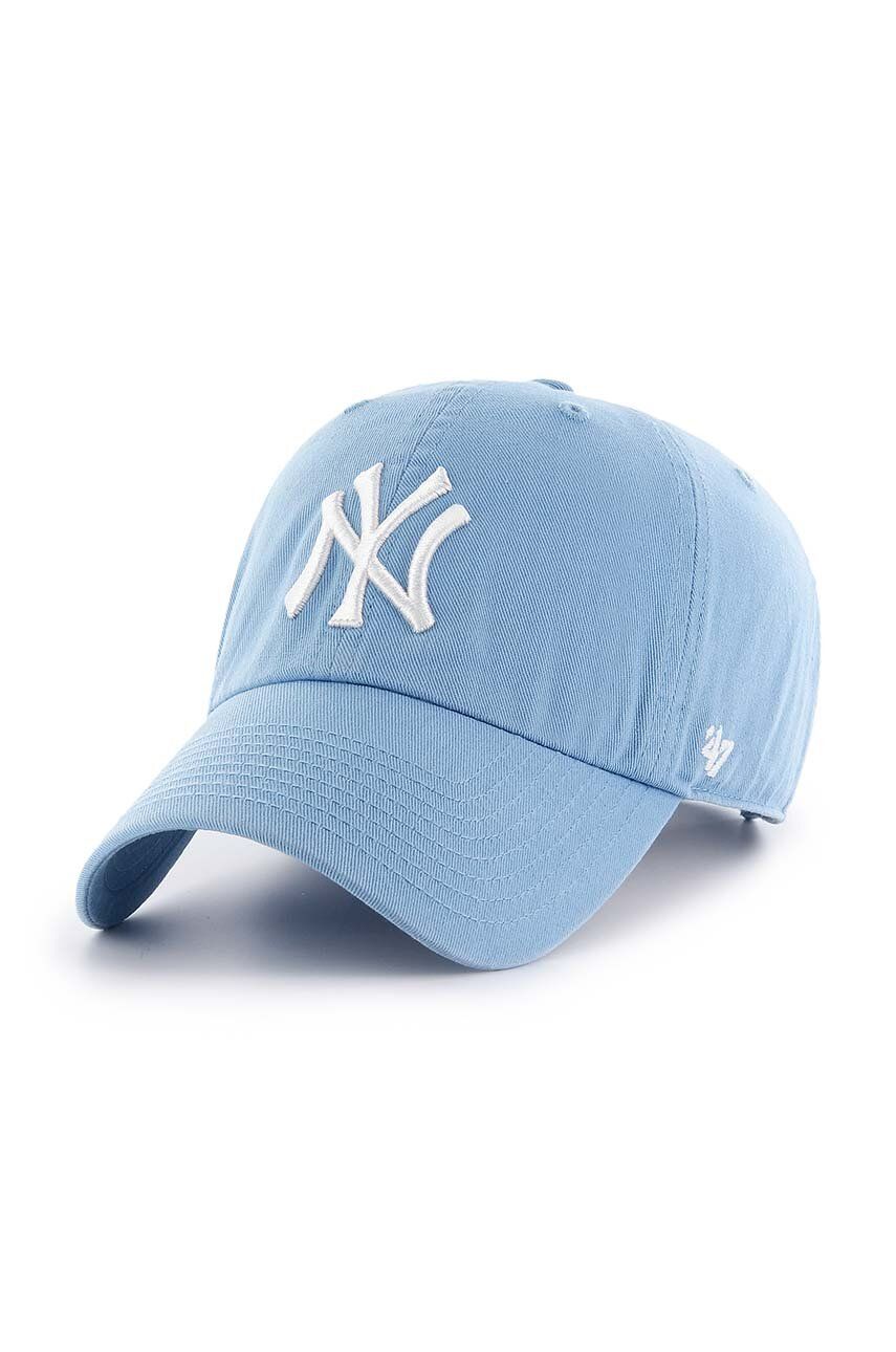 Bavlněná baseballová čepice 47brand MLB New York Yankees s aplikací - modrá -  100 % Bavlna