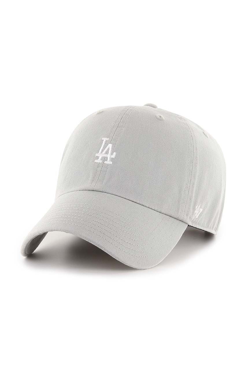 47brand șapcă de baseball din bumbac MLB Los Angeles Dodgers culoarea gri, cu imprimeu B-BSRNR12GWS-GYA