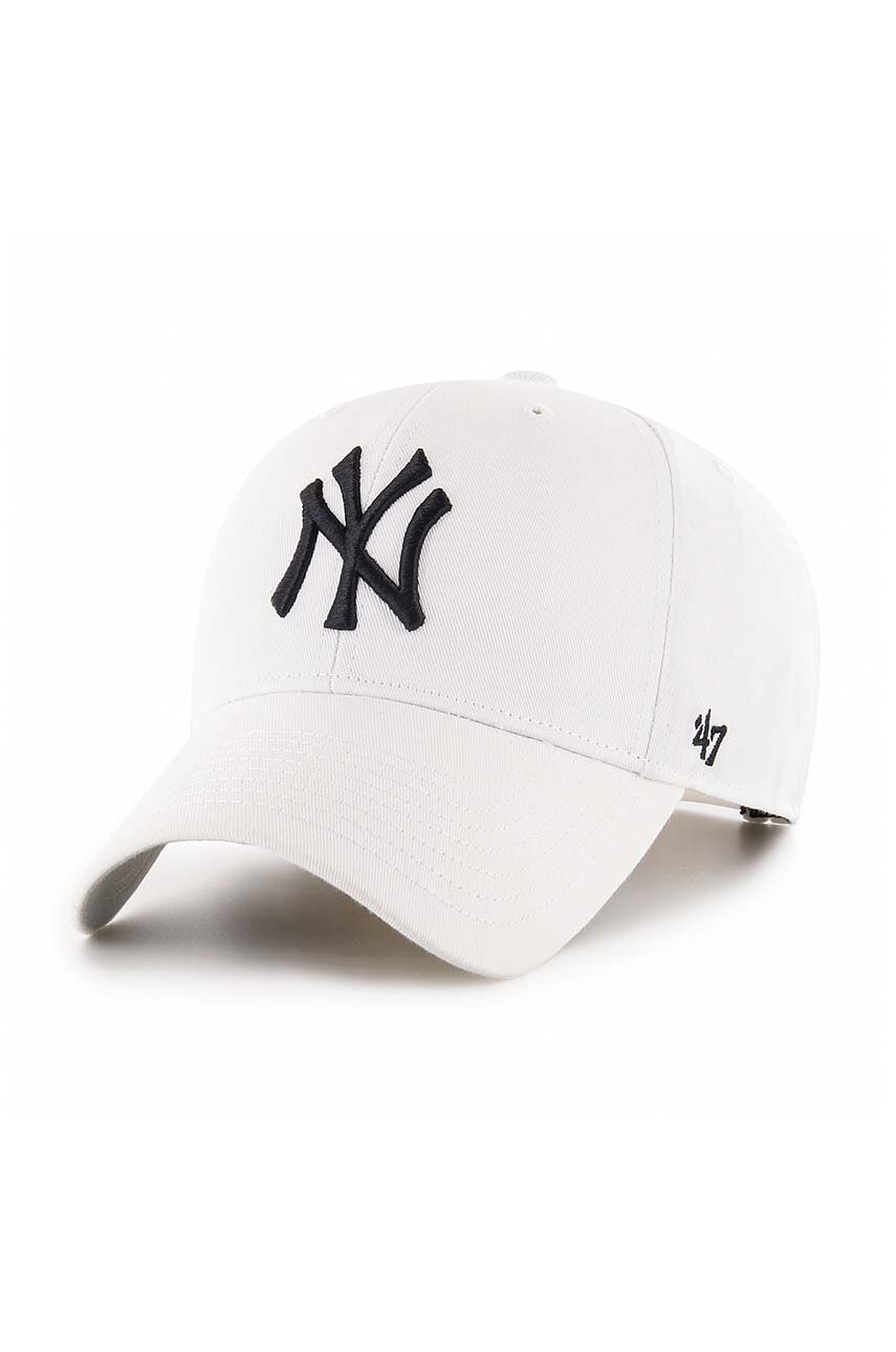 47brand șapcă de baseball din bumbac MLB New York Yankees culoarea alb, cu imprimeu