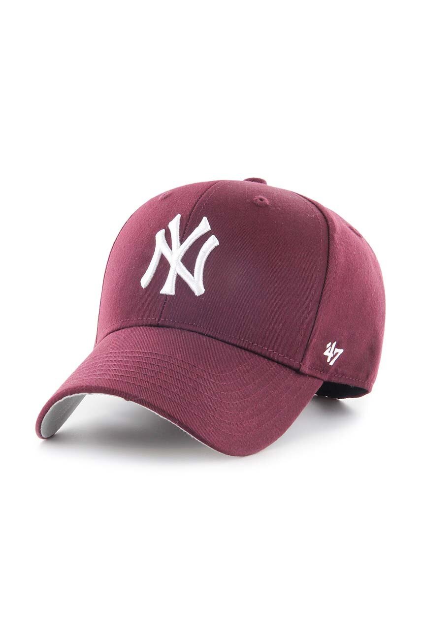 

Кепка 47brand MLB New York Yankees колір бордовий з аплікацією