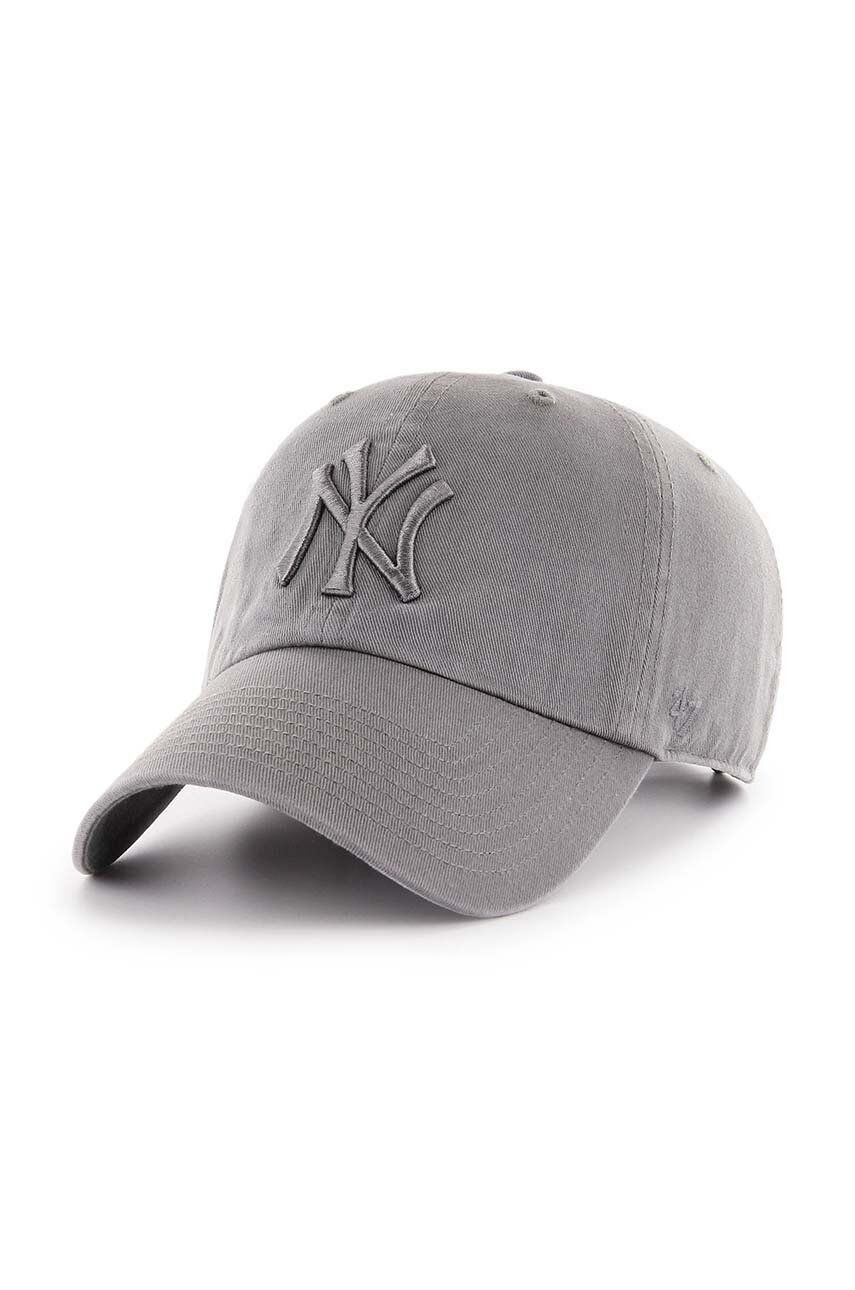 47brand șapcă de baseball din bumbac MLB New York Yankees culoarea gri, cu imprimeu B-RGW17GWSNL-DY