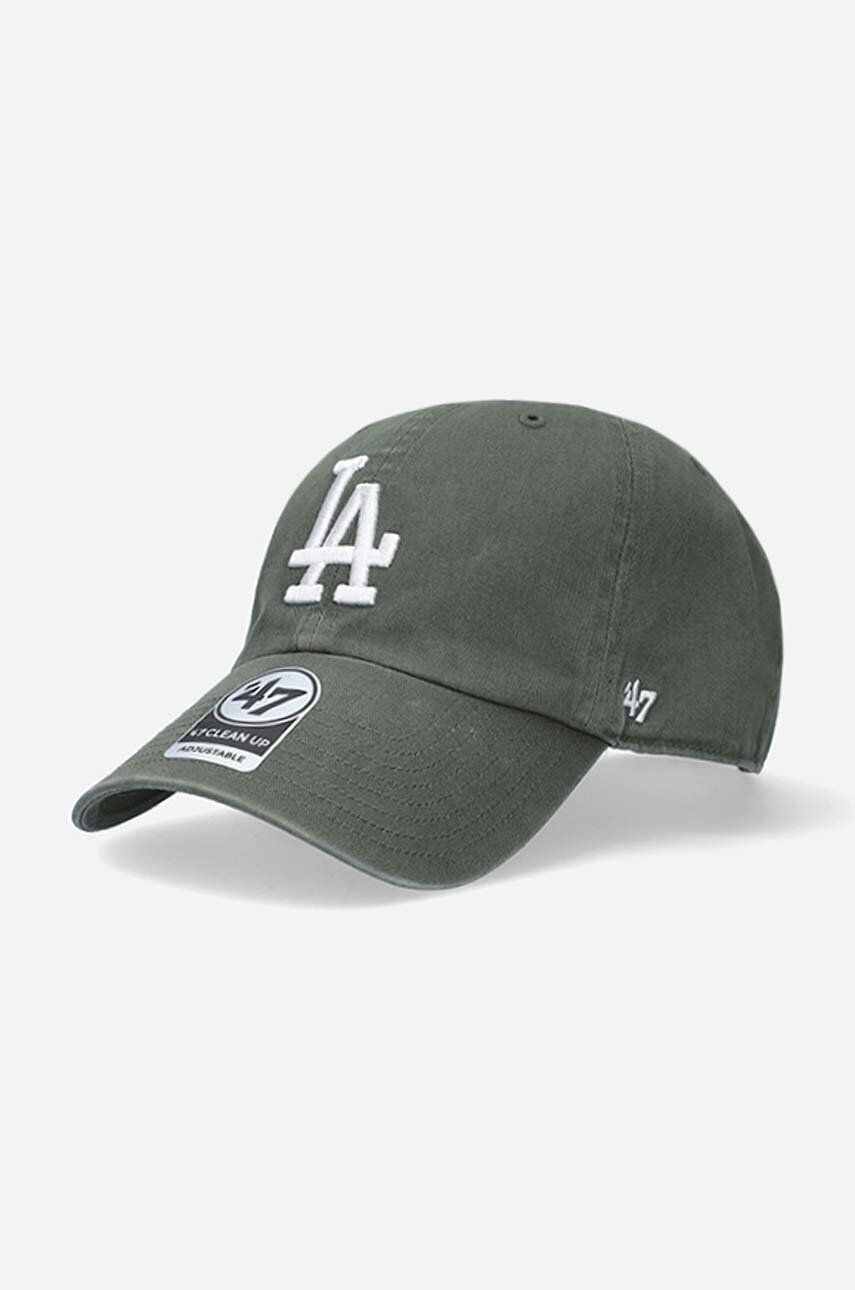 47brand șapcă de baseball din bumbac MLB Los Angeles Dodgers culoarea verde, cu imprimeu B-RGW12GWSNL-MSG