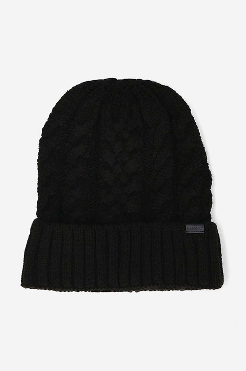 Kangol căciulă Cable Beanie HEATHER culoarea negru, din tricot gros K3376HT-TANHEATHER