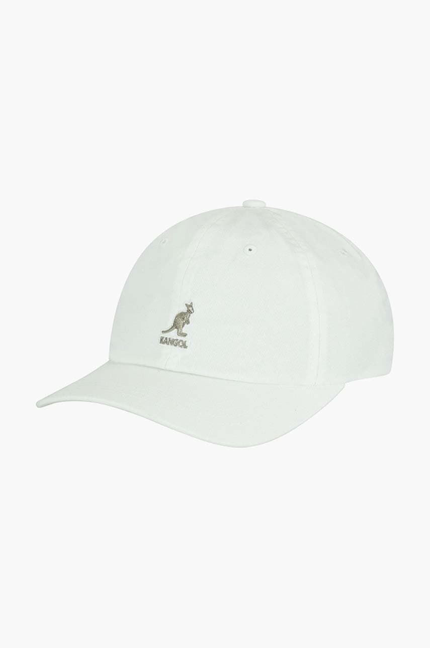 Kangol șapcă de baseball din bumbac Washed Baseball culoarea alb, cu imprimeu K5165HT-WHITE